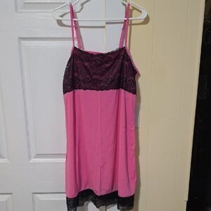 Pink Chemise with Black Lace